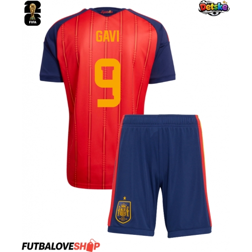 Dres Španielsko Paez Gavi #9 Domáci pre deti MS 2026 Krátky Rukáv (+ trenírky)